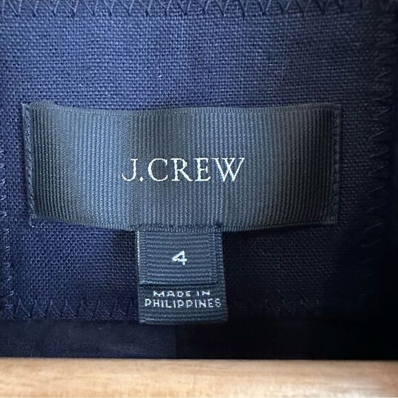 J Crew Navy Blue 100% Linen One Button Structured Blazer Size 4 - Picture 6 of 7
